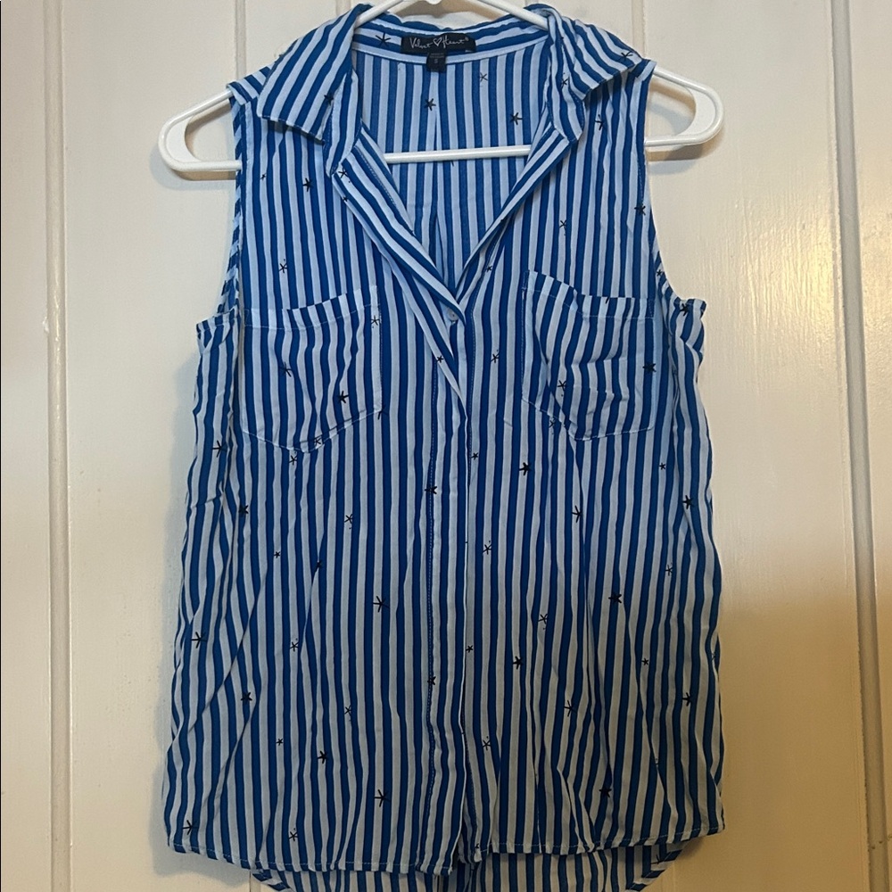 Velvet Heart Striped Sleeveless Blouse with star Print